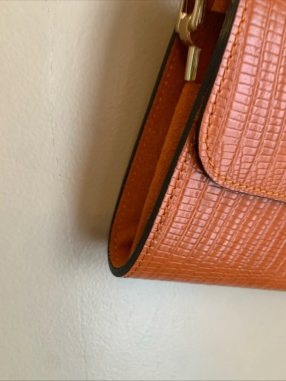 Viola Castellani Italy Leather Snakeskin Orange Crossbody Handbag Purse Bag